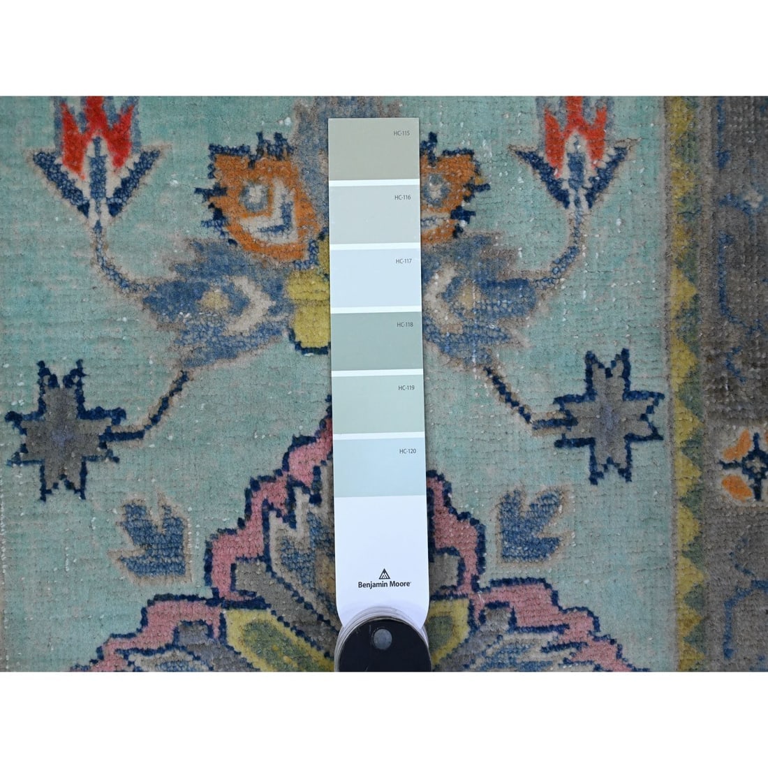 Non Photo Blue Hand Knotted Fusion Kazak Wool Mat Oriental Rug - 3