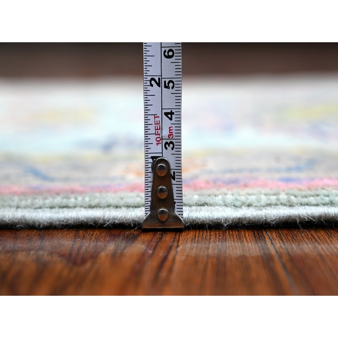 Non Photo Blue Hand Knotted Fusion Kazak Wool Mat Oriental Rug - 5