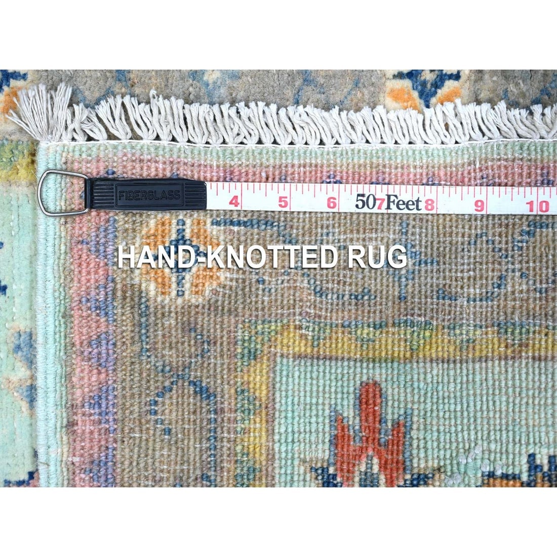 Non Photo Blue Hand Knotted Fusion Kazak Wool Mat Oriental Rug - 6
