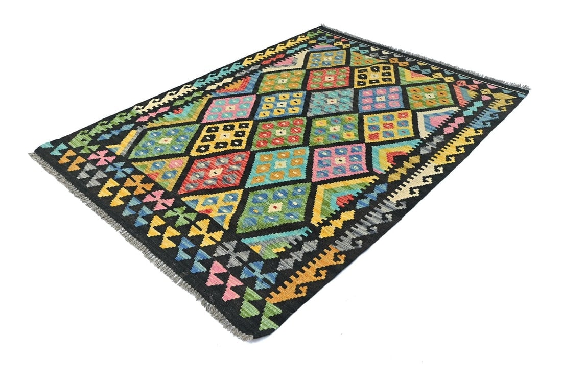 Multicolored Geometric Reversible 4x6 Kilim Oriental Rug - 3