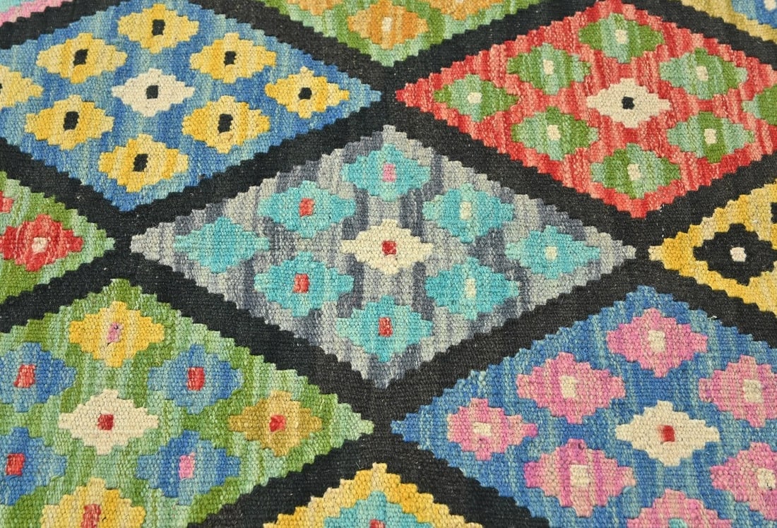 Multicolored Geometric Reversible 4x6 Kilim Oriental Rug - 5