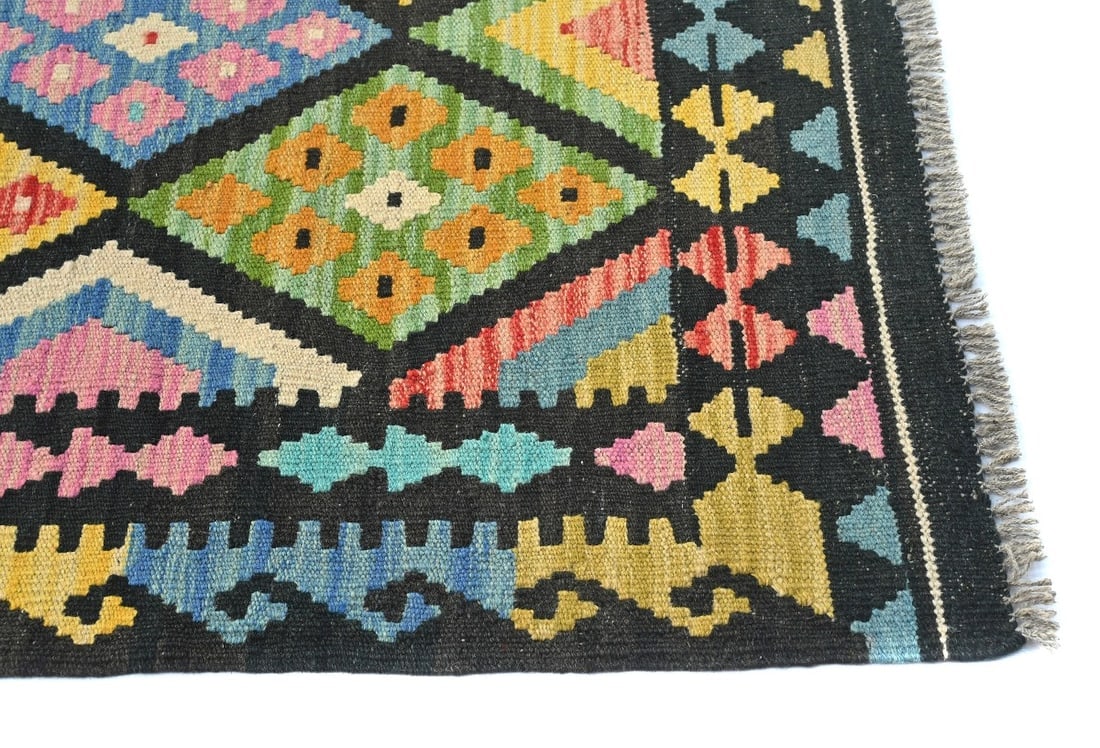 Multicolored Geometric Reversible 4x6 Kilim Oriental Rug - 8