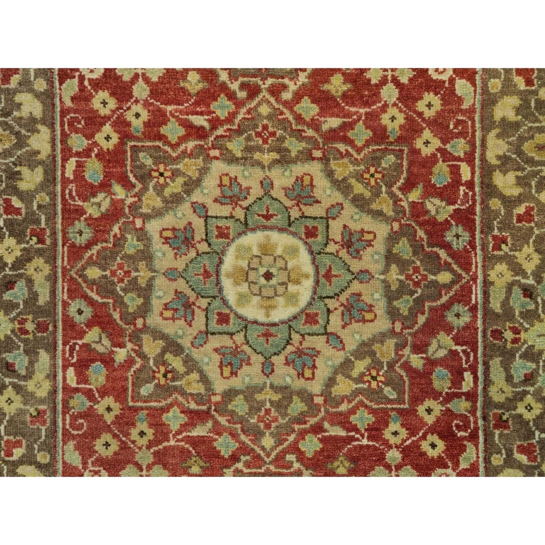 Rufous Red Tabriz Haji Jalili Design Hand Knotted Wool XL Runner Rug - 5