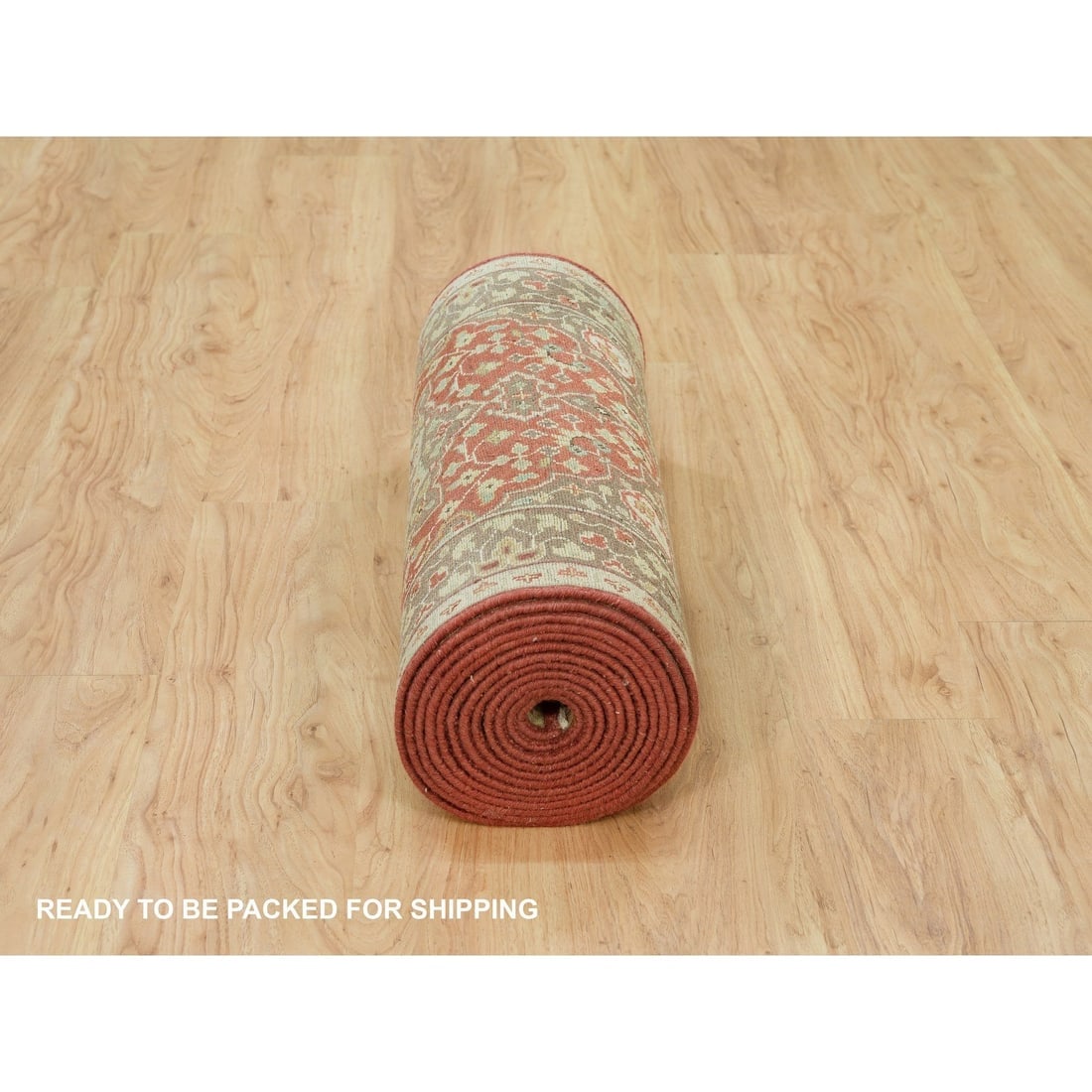 Rufous Red Tabriz Haji Jalili Design Hand Knotted Wool XL Runner Rug - 6