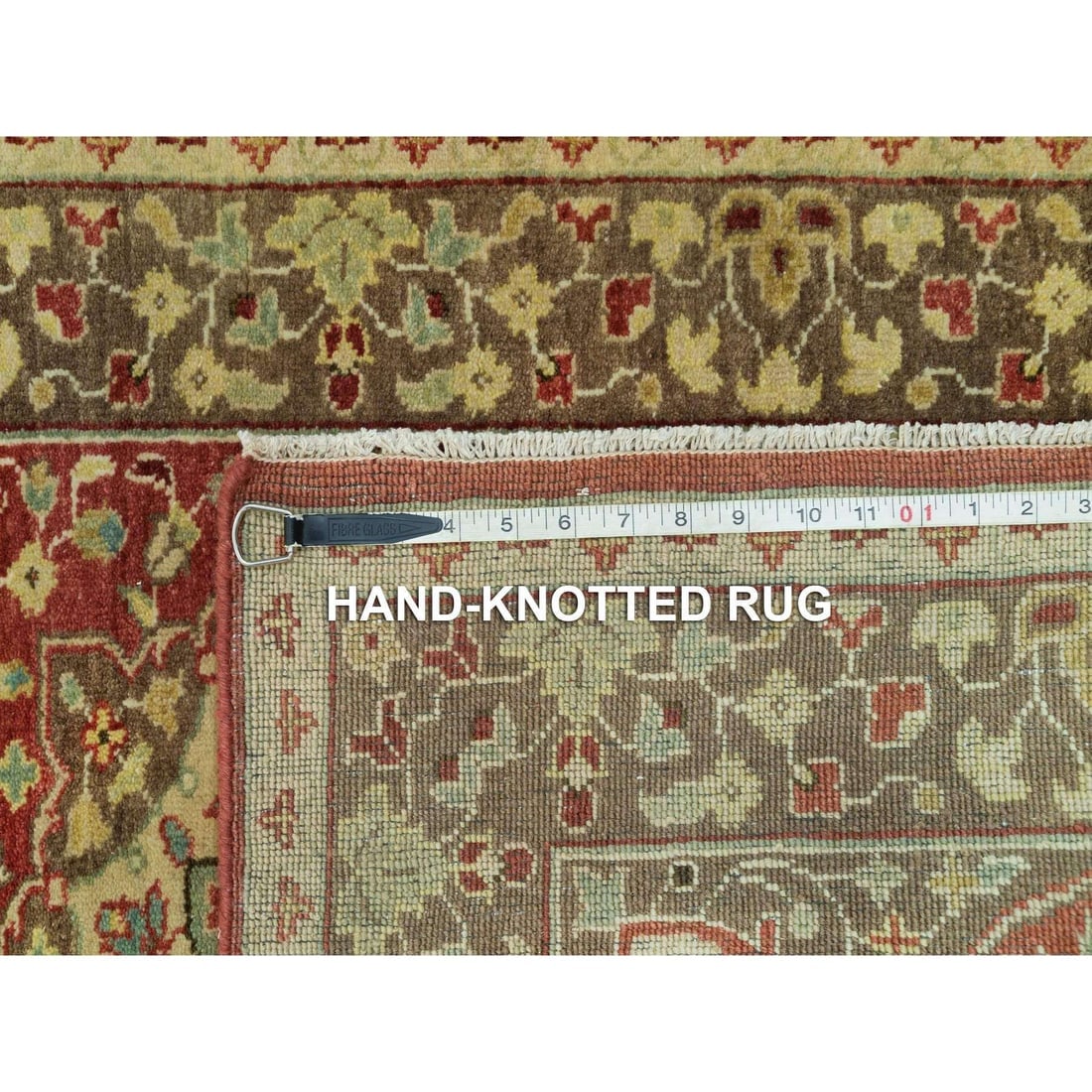 Rufous Red Tabriz Haji Jalili Design Hand Knotted Wool XL Runner Rug - 8