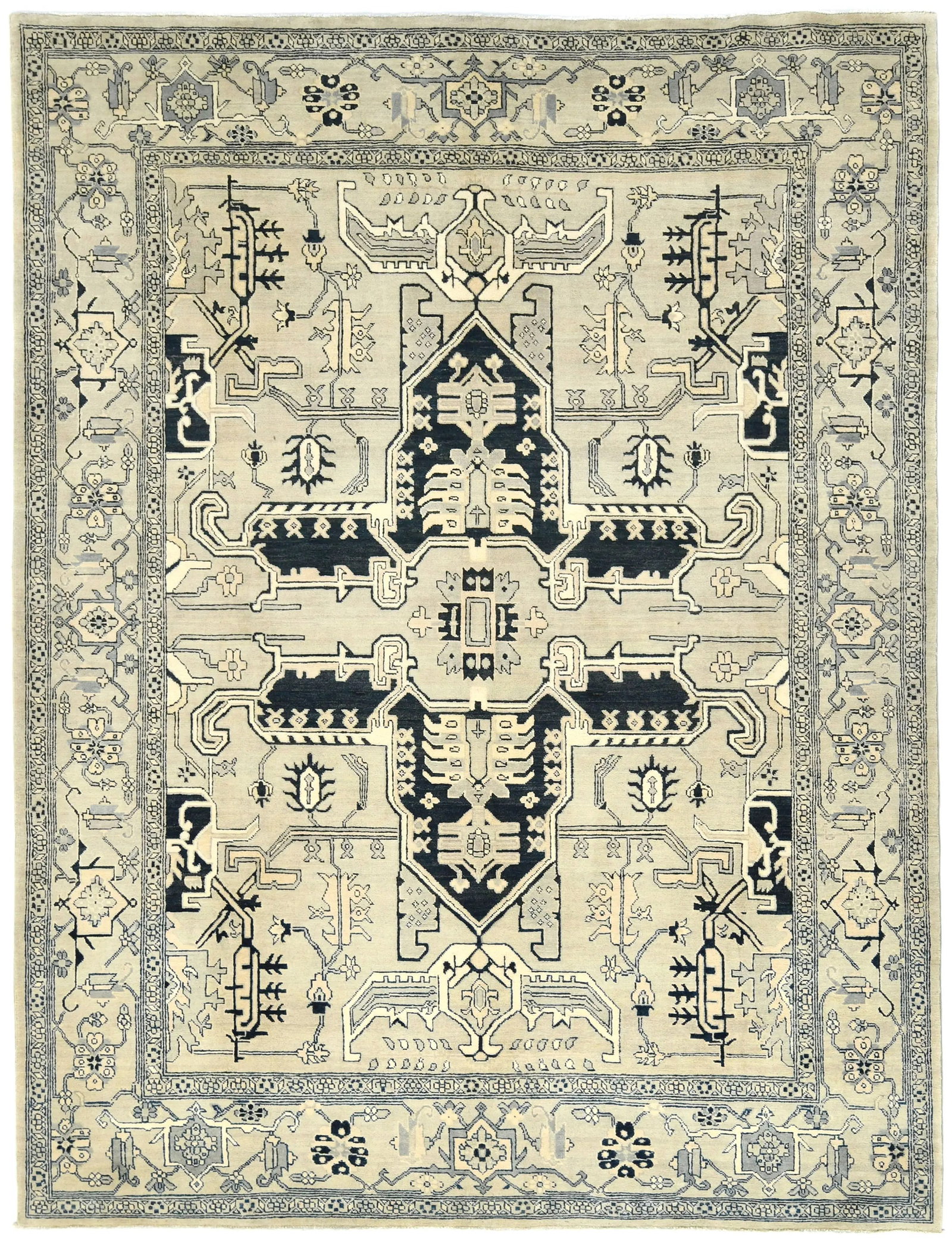 Greige Geometric Tribal 8X10 Heriz Serapi Pakistan Rug (1 of 13)