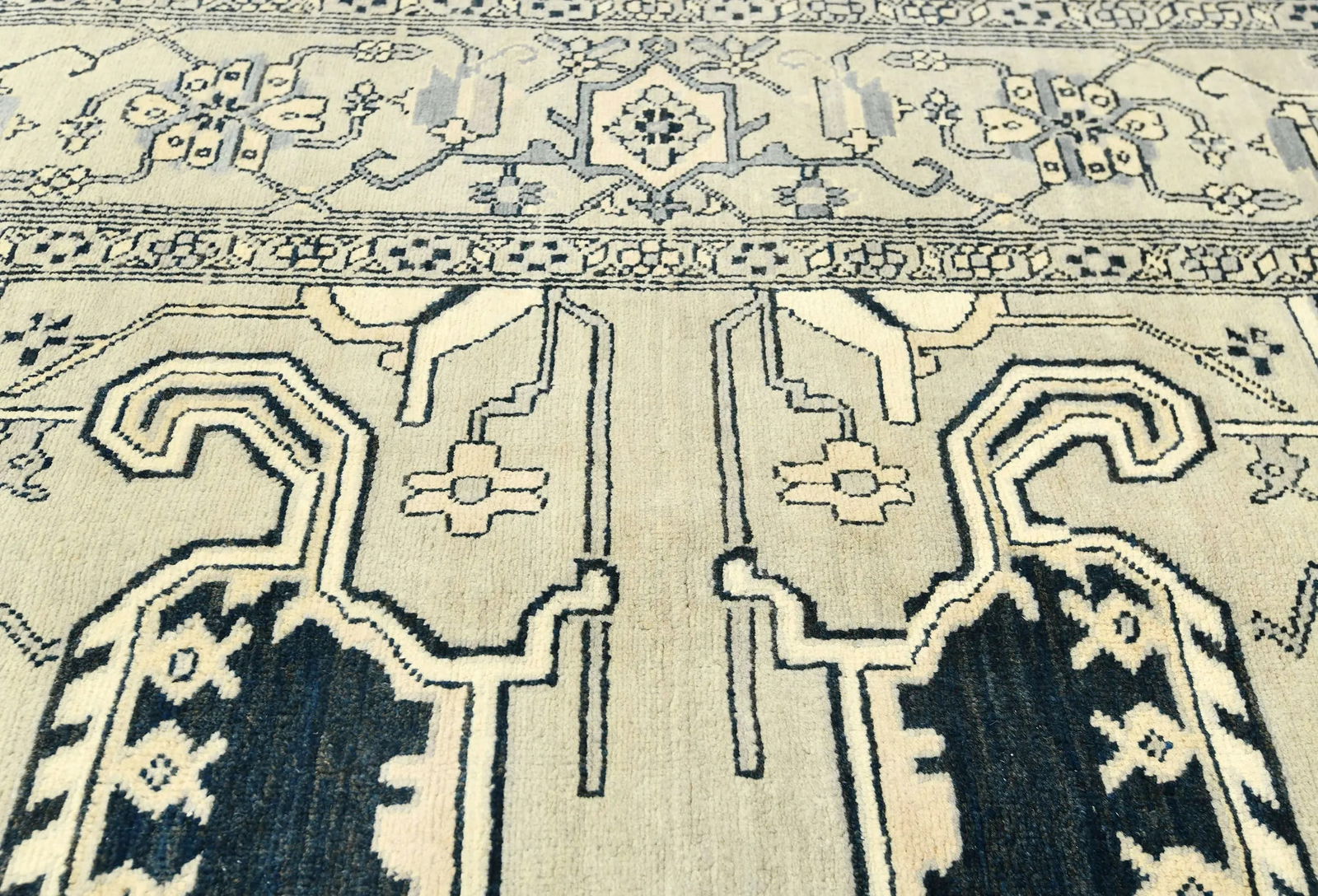 Greige Geometric Tribal 8X10 Heriz Serapi Pakistan Rug - 7