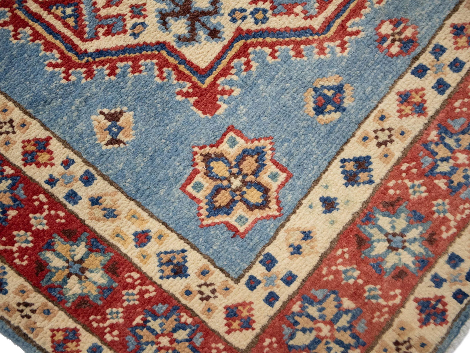Blue Tribal Geometric 3X21 Kazak Oriental Runner Rug - 11