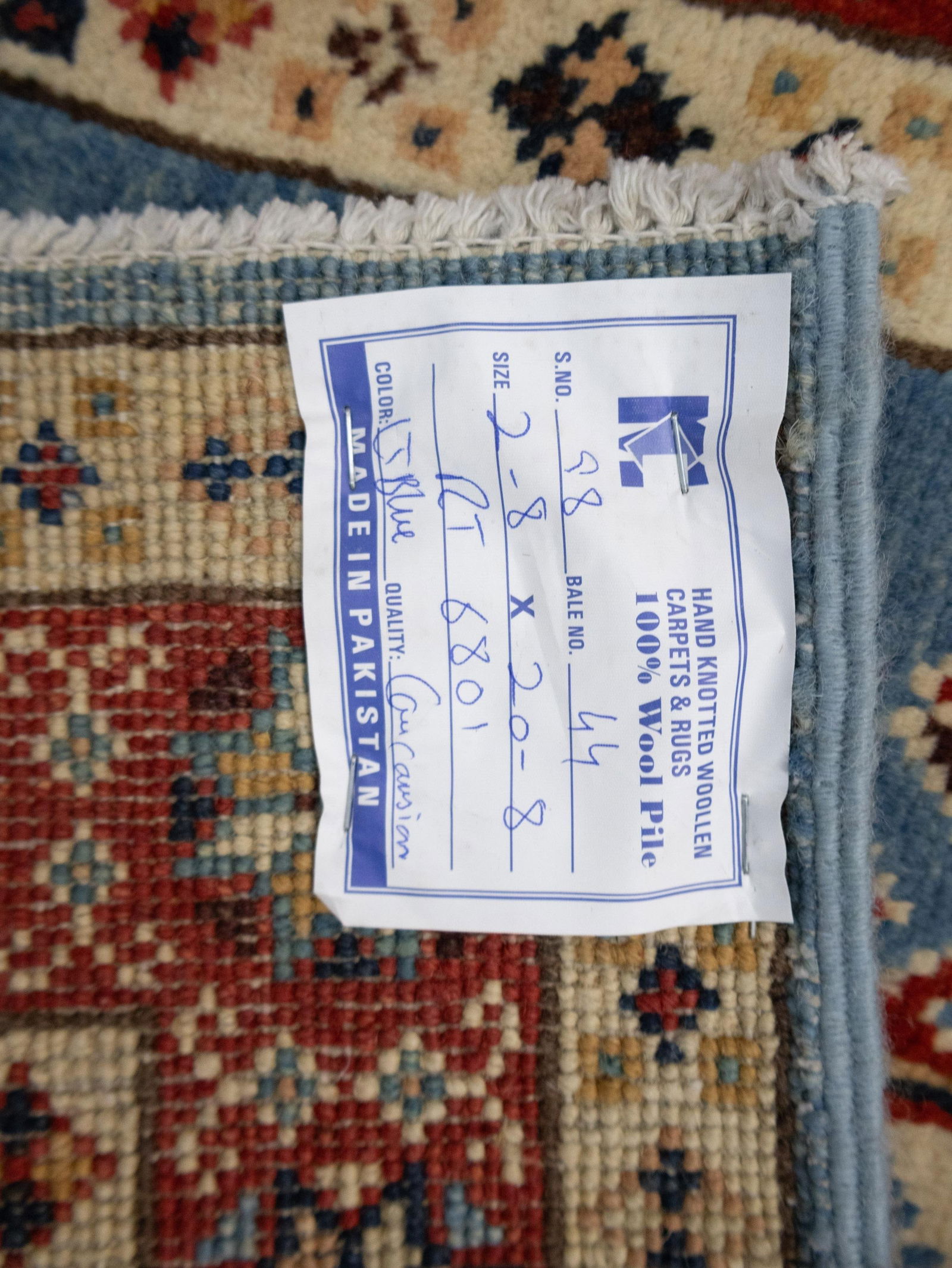 Blue Tribal Geometric 3X21 Kazak Oriental Runner Rug - 14