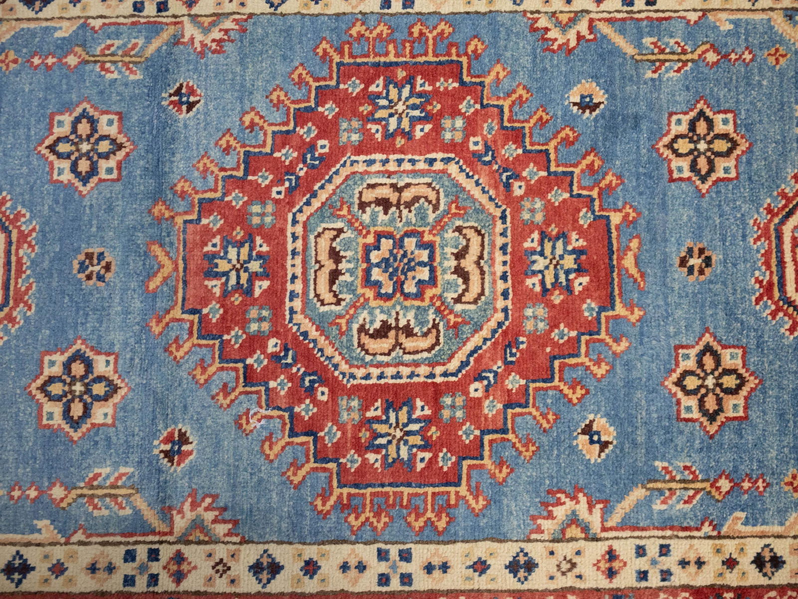 Blue Tribal Geometric 3X21 Kazak Oriental Runner Rug - 7