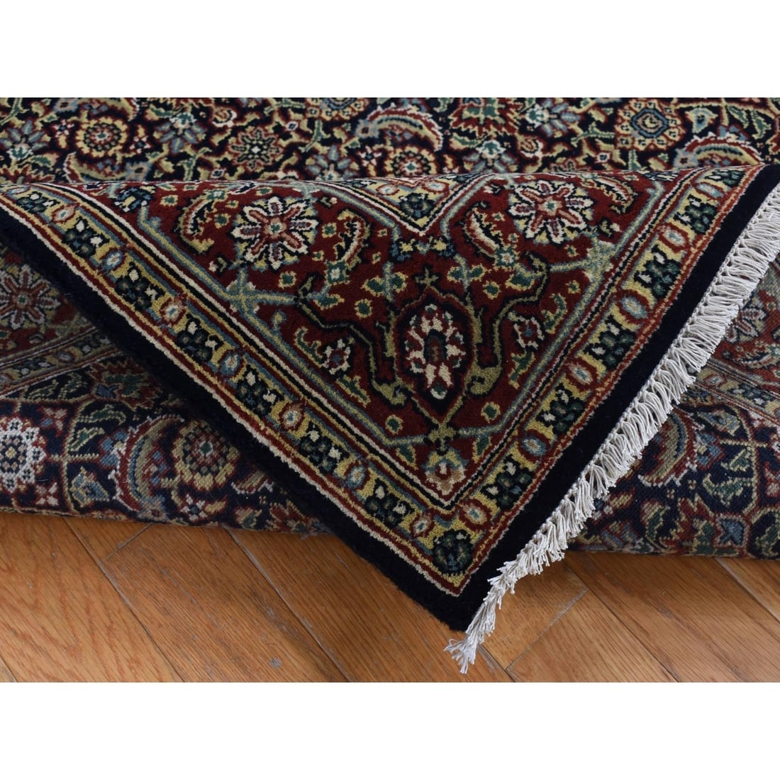 Black Herati Fish Mahi Design 250 KPSI Hand Knotted Wool Runner Rug - 5