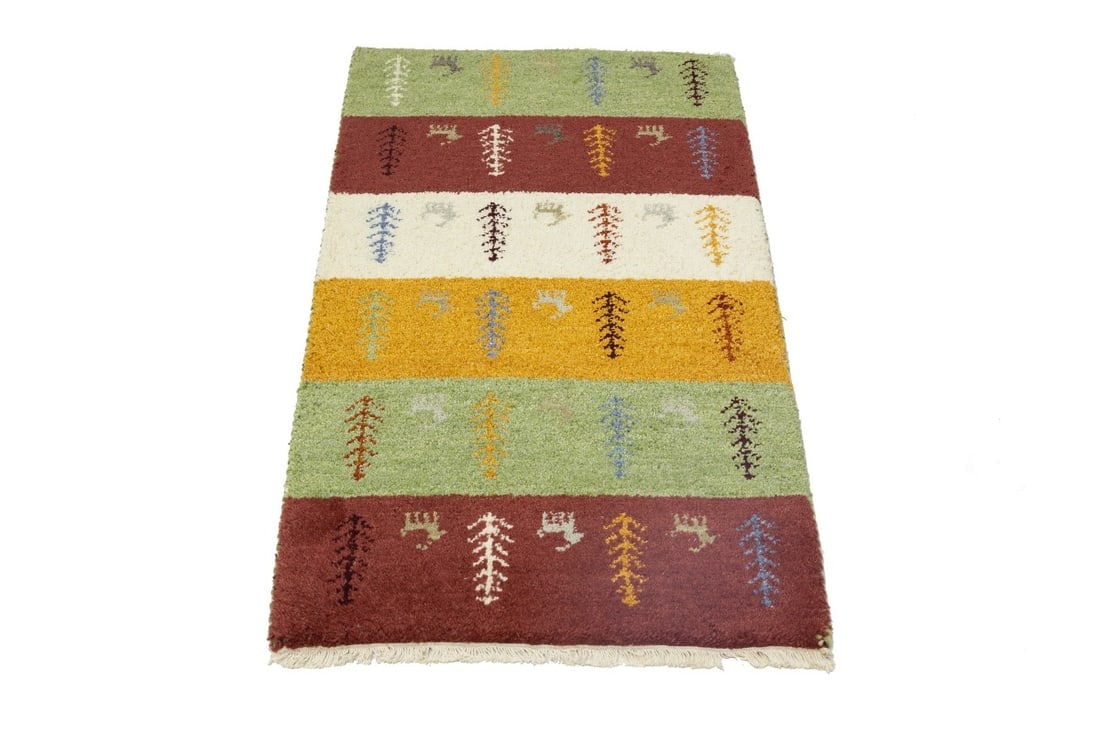 Multicolored Tribal 2X4 Indo-Gabbeh Oriental Rug - 4