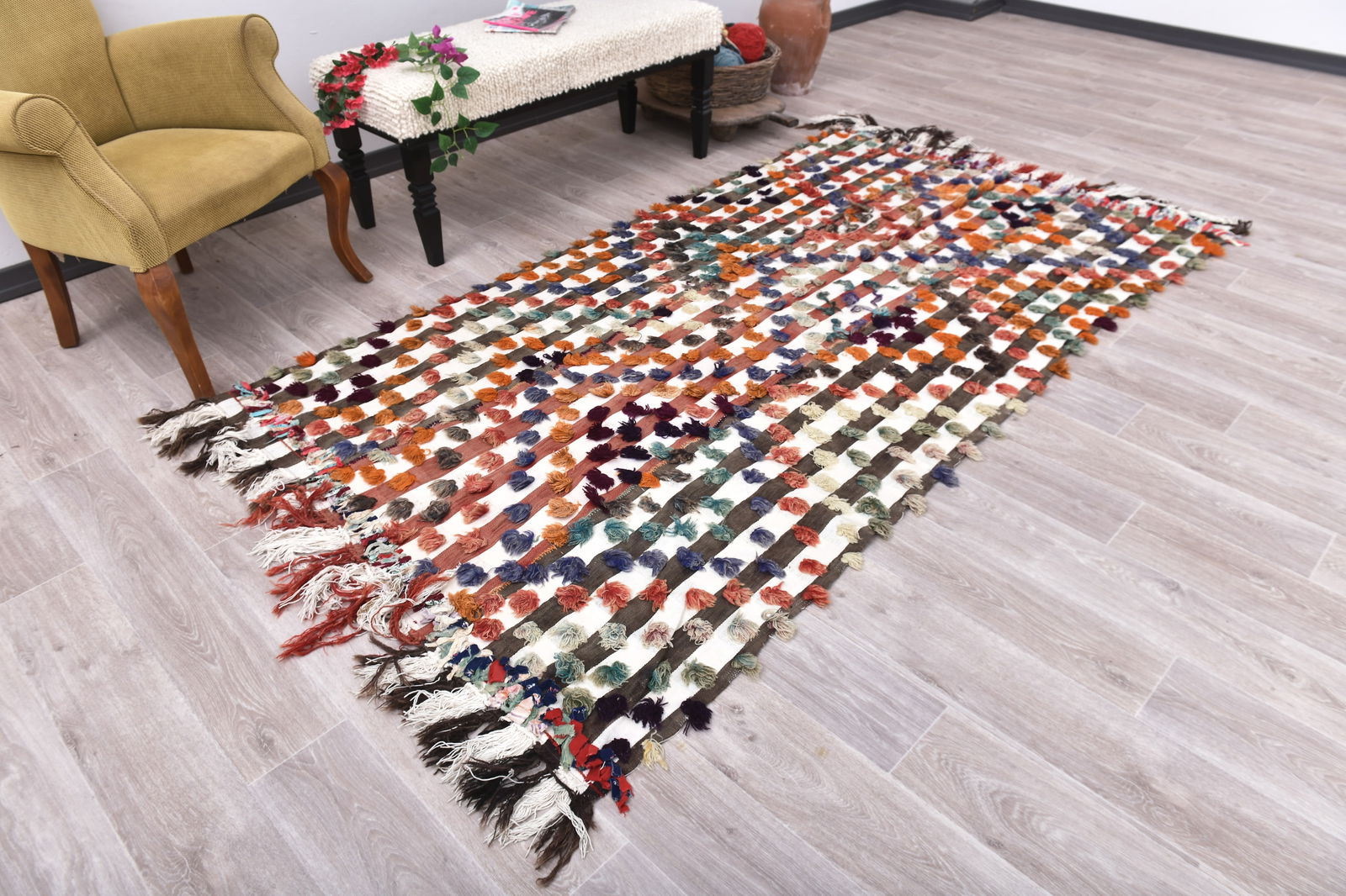 4'5'' x 8'2'' Tulu Filikli Kilim Rug - 241470 - 2