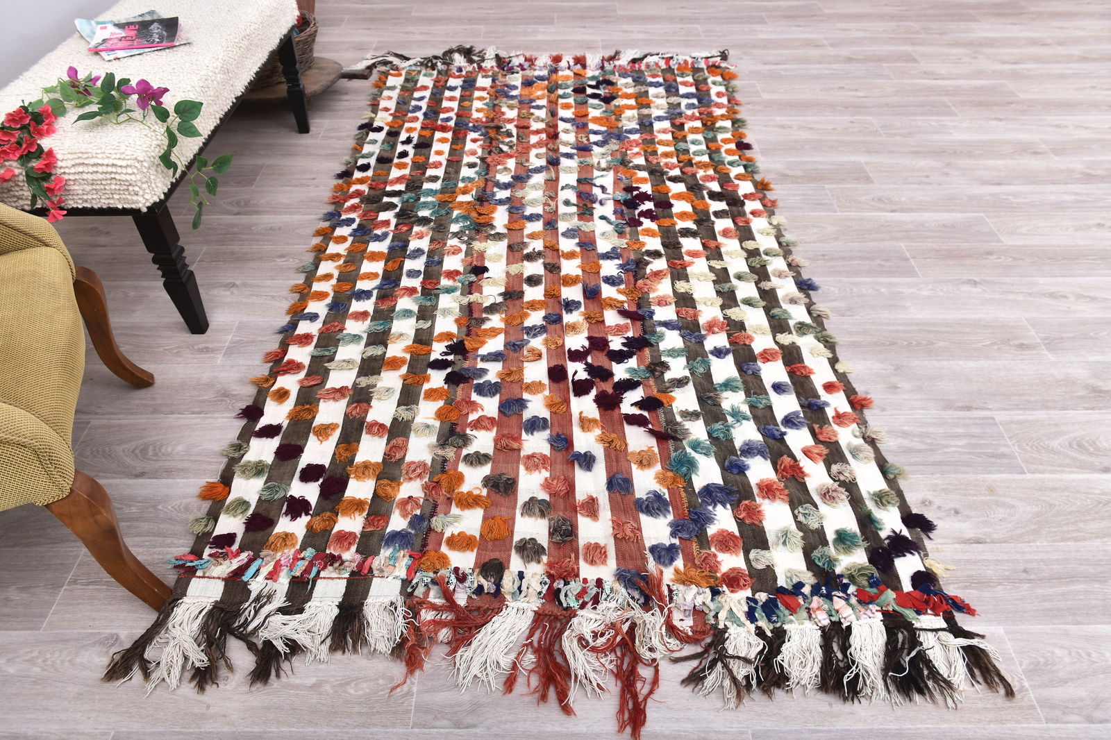 4'5'' x 8'2'' Tulu Filikli Kilim Rug - 241470 - 3
