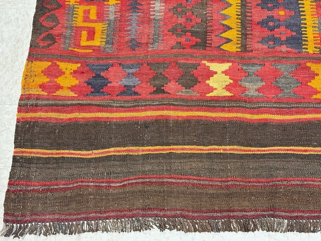 Hand-Knotted Maymana Kilim Tribal Flatweave Wool Oriental Rug 8'11" x 13'4" - 8