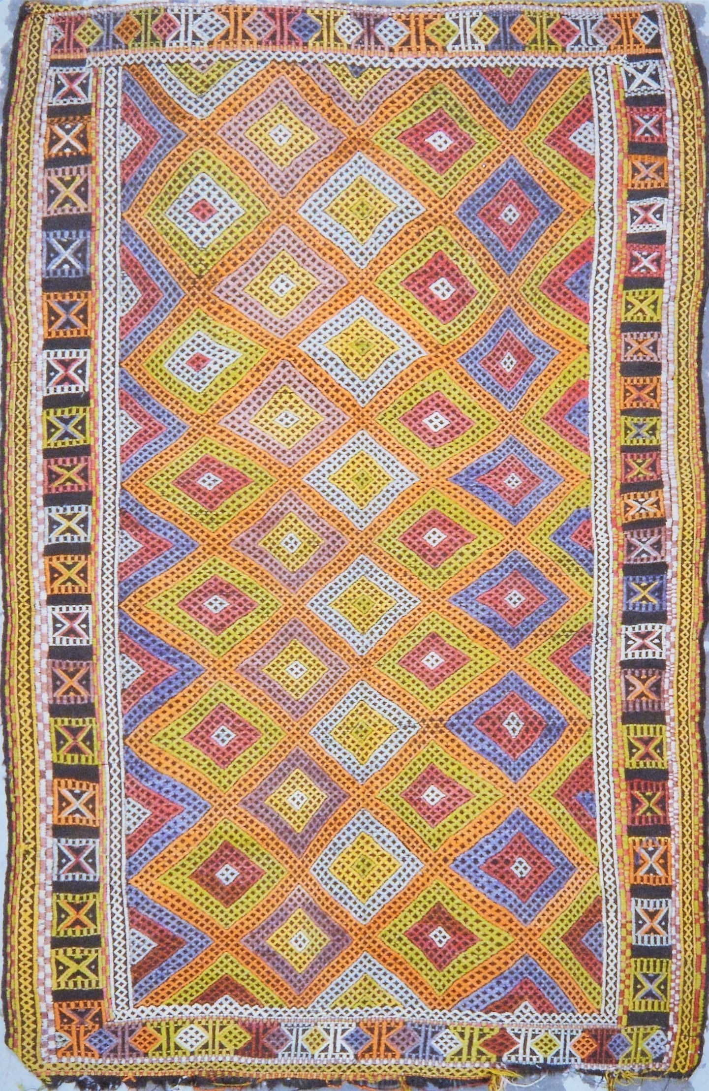 FLATWEAVE WOOL KILIMS RUG: Title:FLATWEAVE WOOL KILIMS RUG Dimensions:5X7'8 Age:VINTAGE Origin:TURKISH Reserve: $1,375.00 Shipping: Domestic: Shipping rates are determined by destination International: Foreign shippi