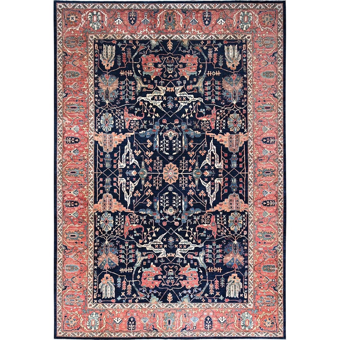Blue Aryana Bidjar Garus Design Pure Wool Oversized Oriental Rug: Title: Blue Aryana Bidjar Garus Design Pure Wool Oversized Oriental Rug Description: This is a truly genuine one-of-a-kind. It has been Knotted for months and months in the centuries-old weaving craft