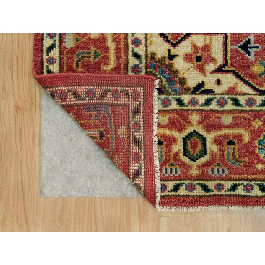 Indian Red Hand Knotted Heris Serapi Pure Wool Oriental Rug - 4