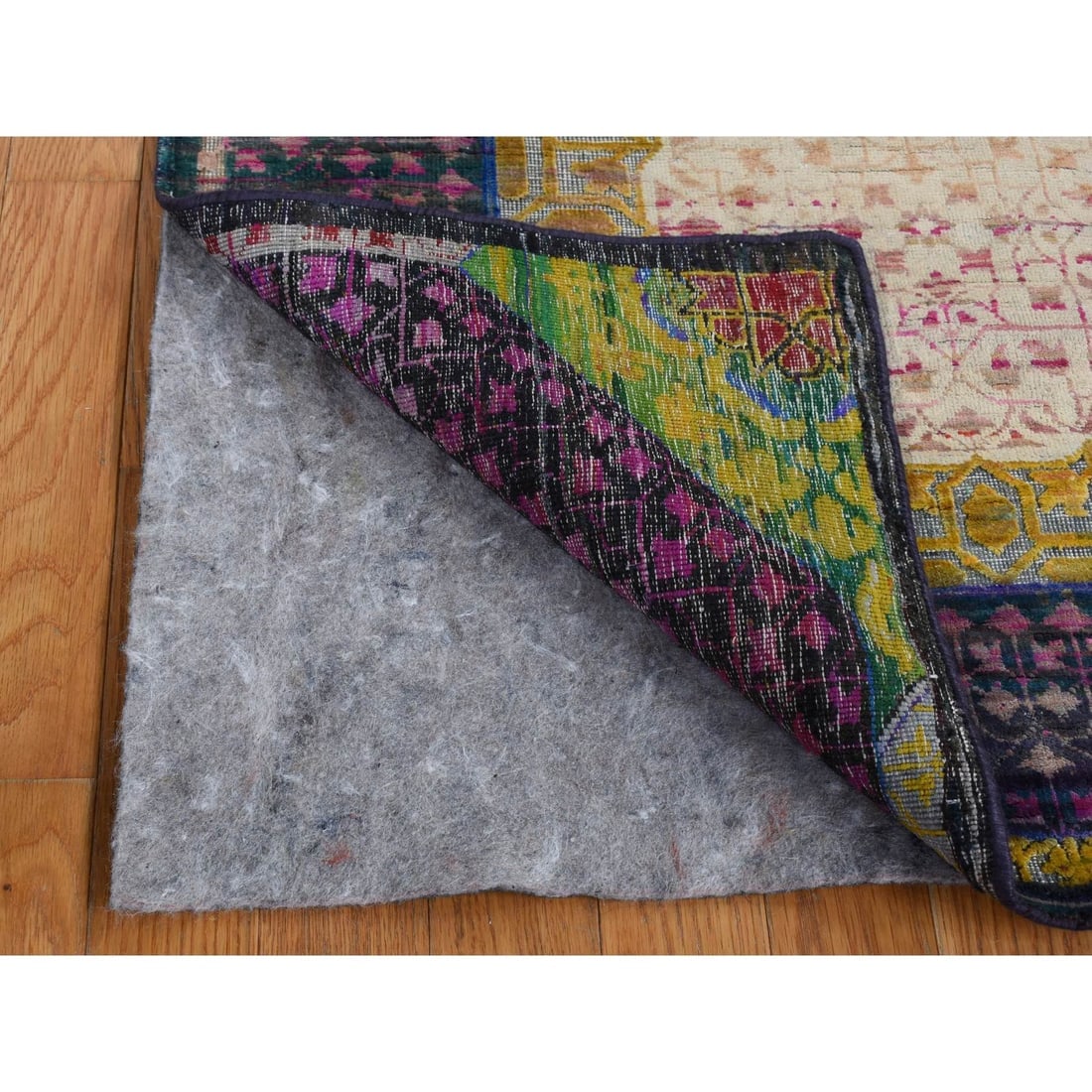 Yellow, Mamluk Design, Sari Silk with Wool, Hand Knotted XL Runner Rug - 4