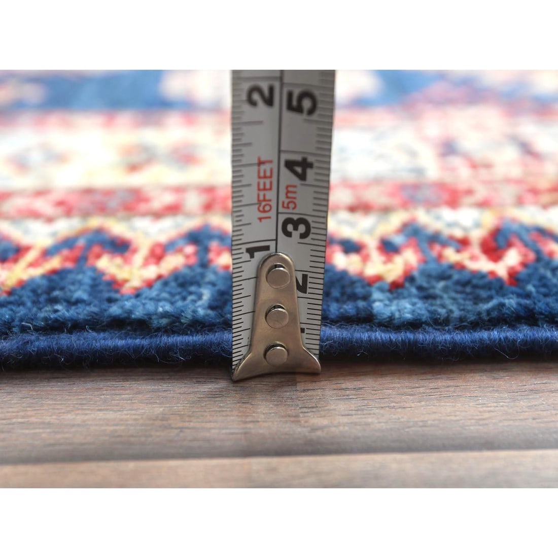 Prussians Blue, Afghan Super Kazak 100% Wool Hand Knotted Runner Rug - 6