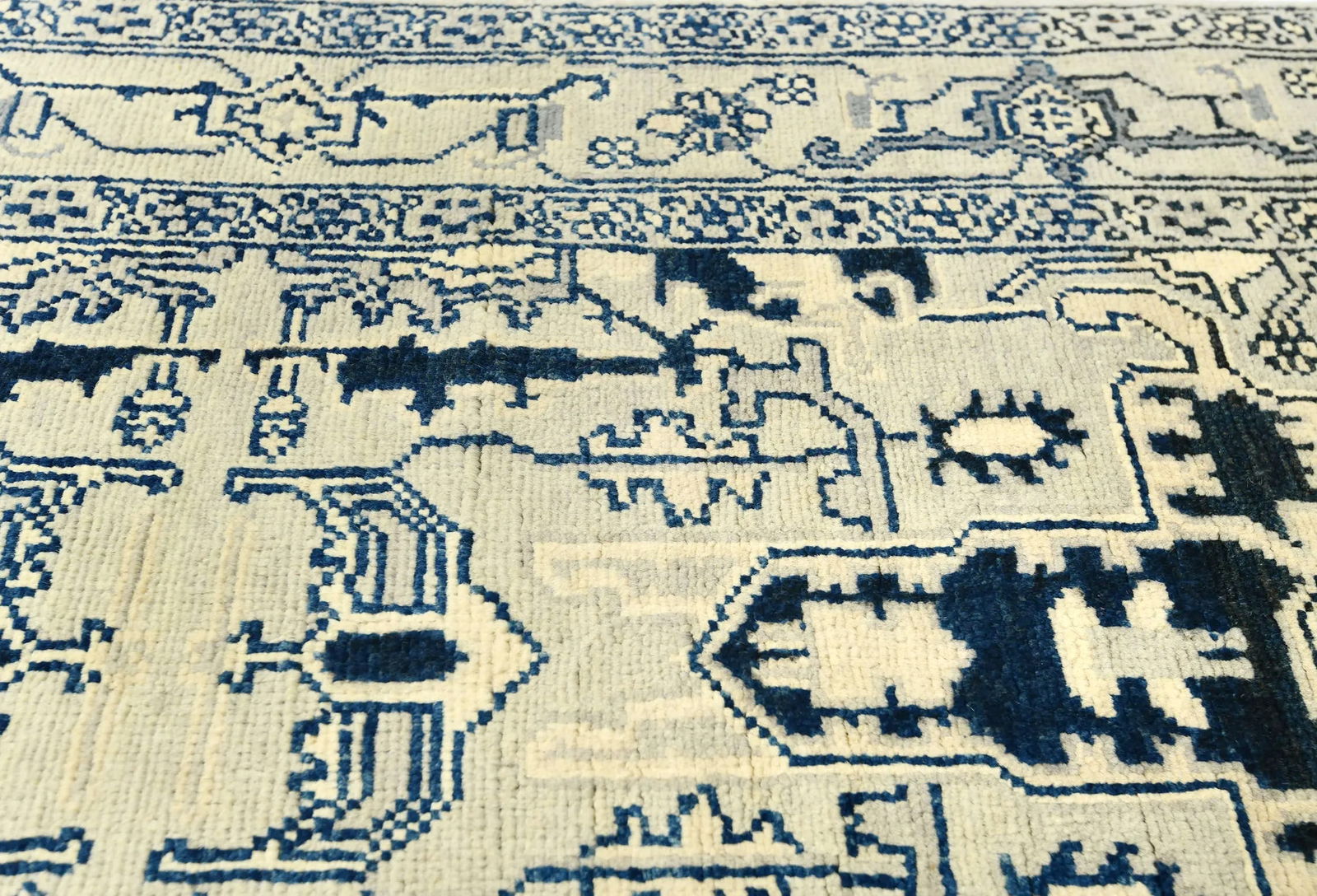 Greige Geometric 3X8 Heriz Serapi Oriental Runner Rug - 7