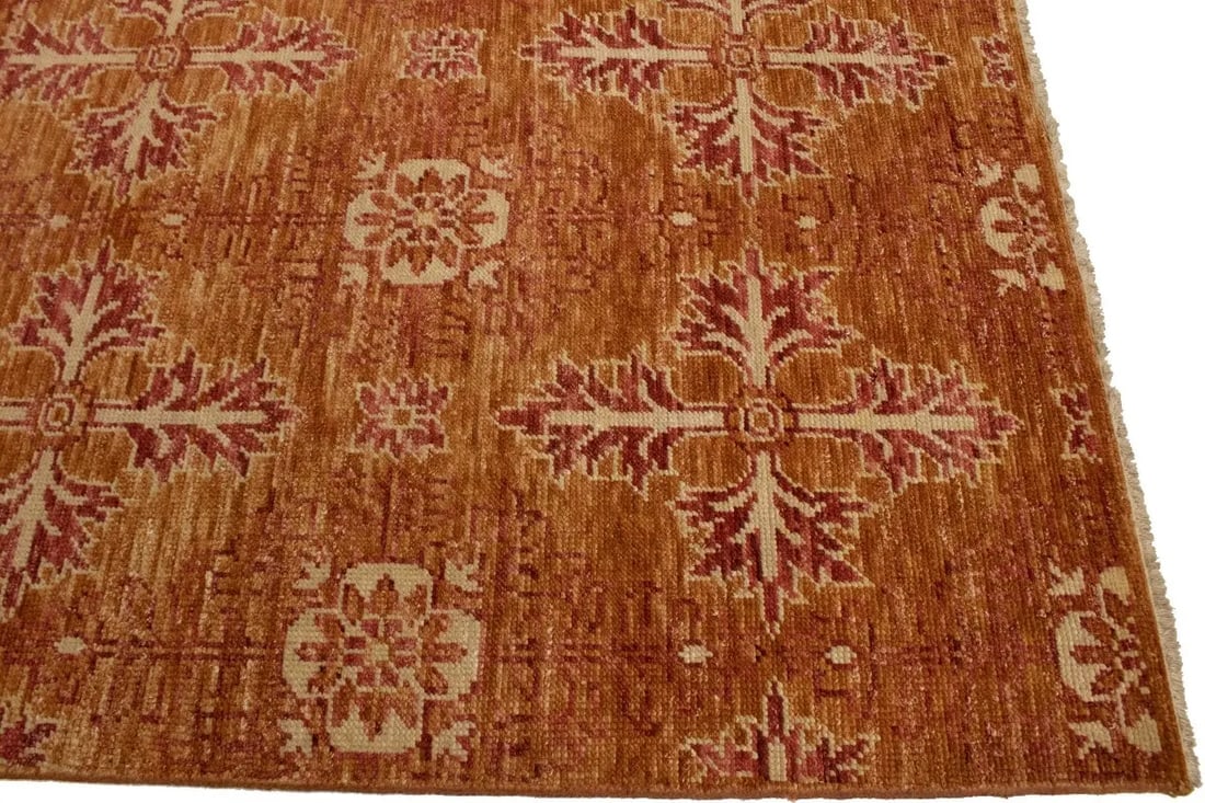 Rust Orange Transitional Floral 6X9 Oriental Rug - 16