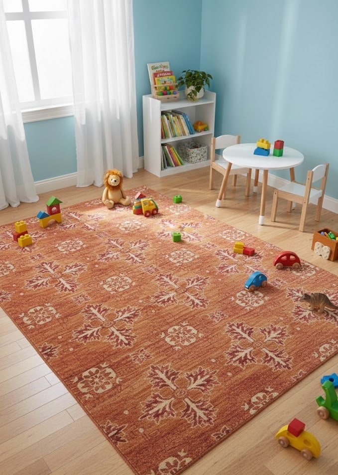 Rust Orange Transitional Floral 6X9 Oriental Rug - 2