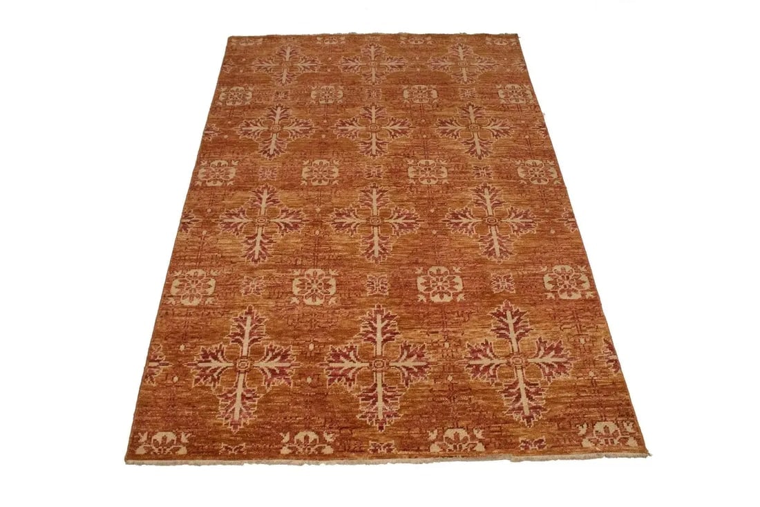 Rust Orange Transitional Floral 6X9 Oriental Rug - 3