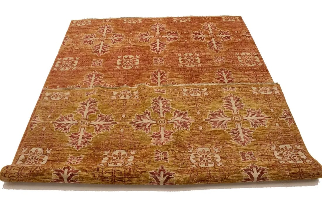 Rust Orange Transitional Floral 6X9 Oriental Rug - 4