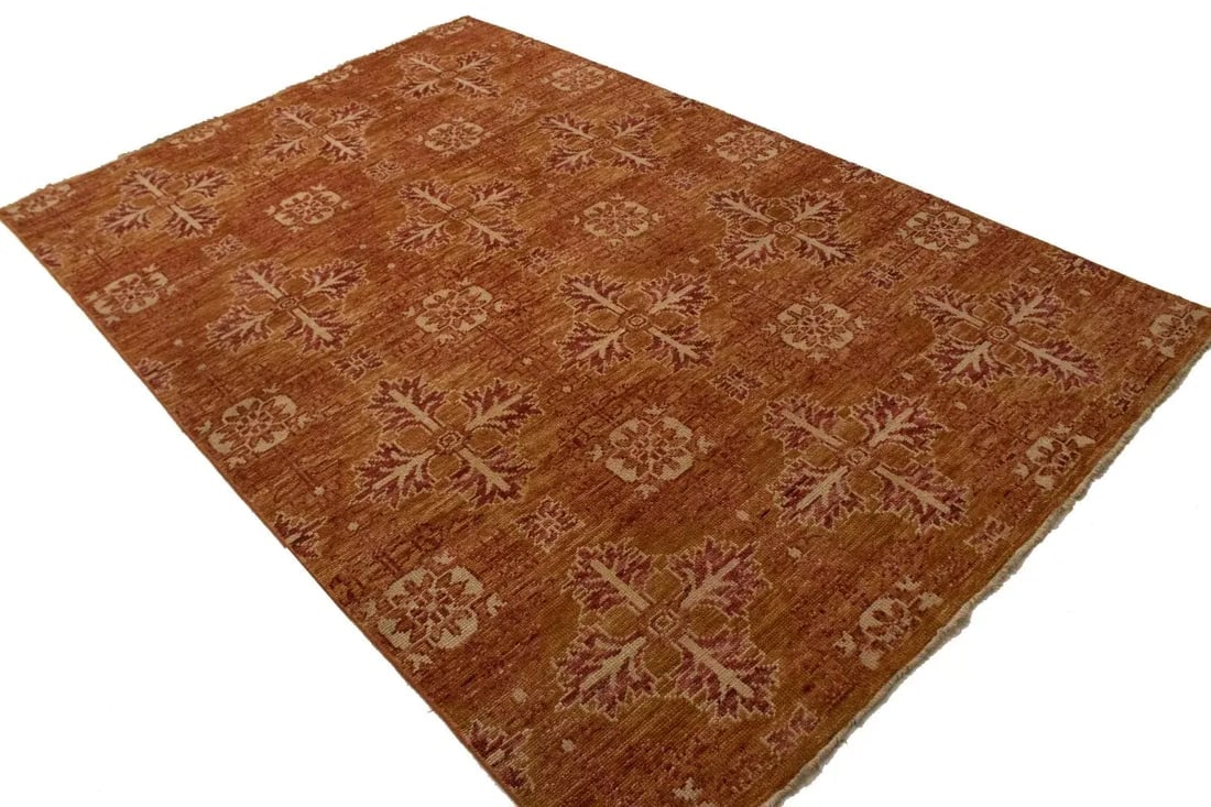 Rust Orange Transitional Floral 6X9 Oriental Rug - 6