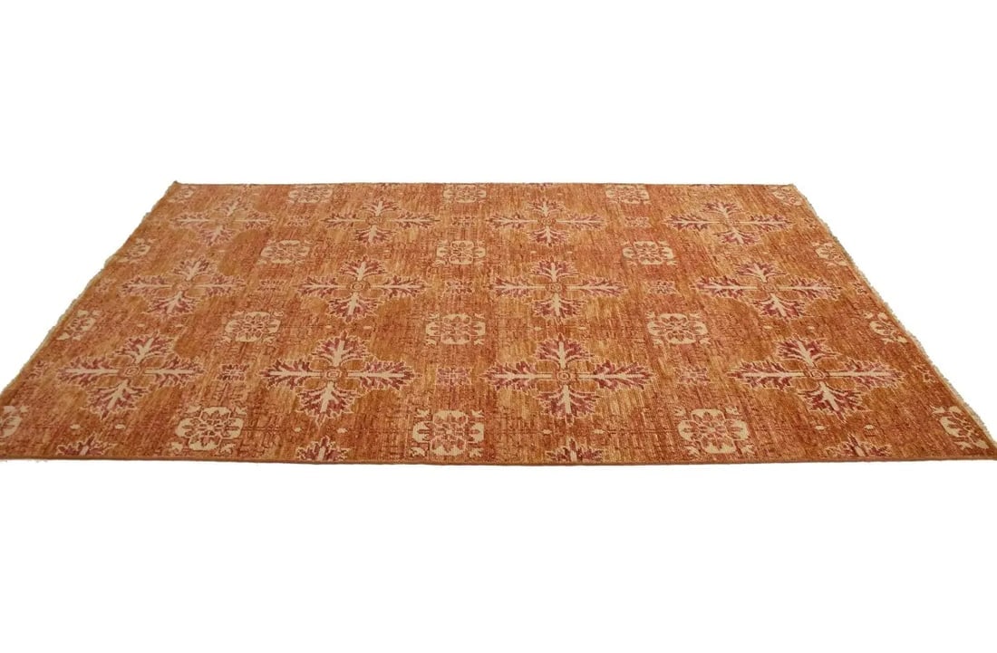 Rust Orange Transitional Floral 6X9 Oriental Rug - 8