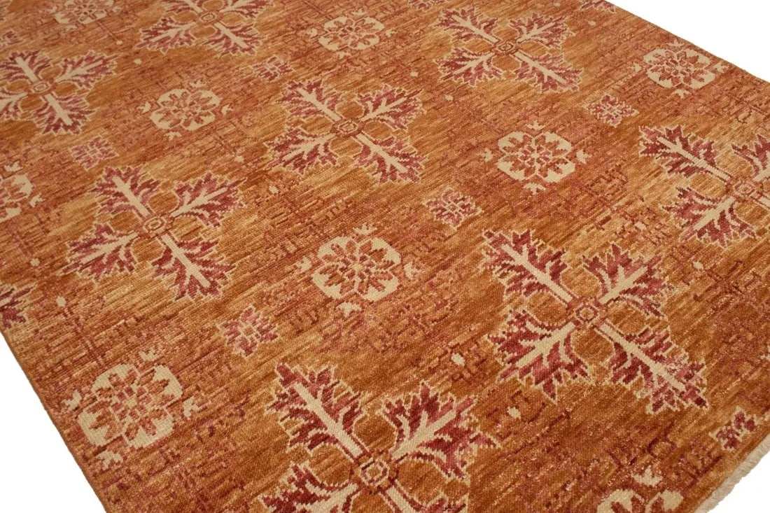 Rust Orange Transitional Floral 6X9 Oriental Rug - 9