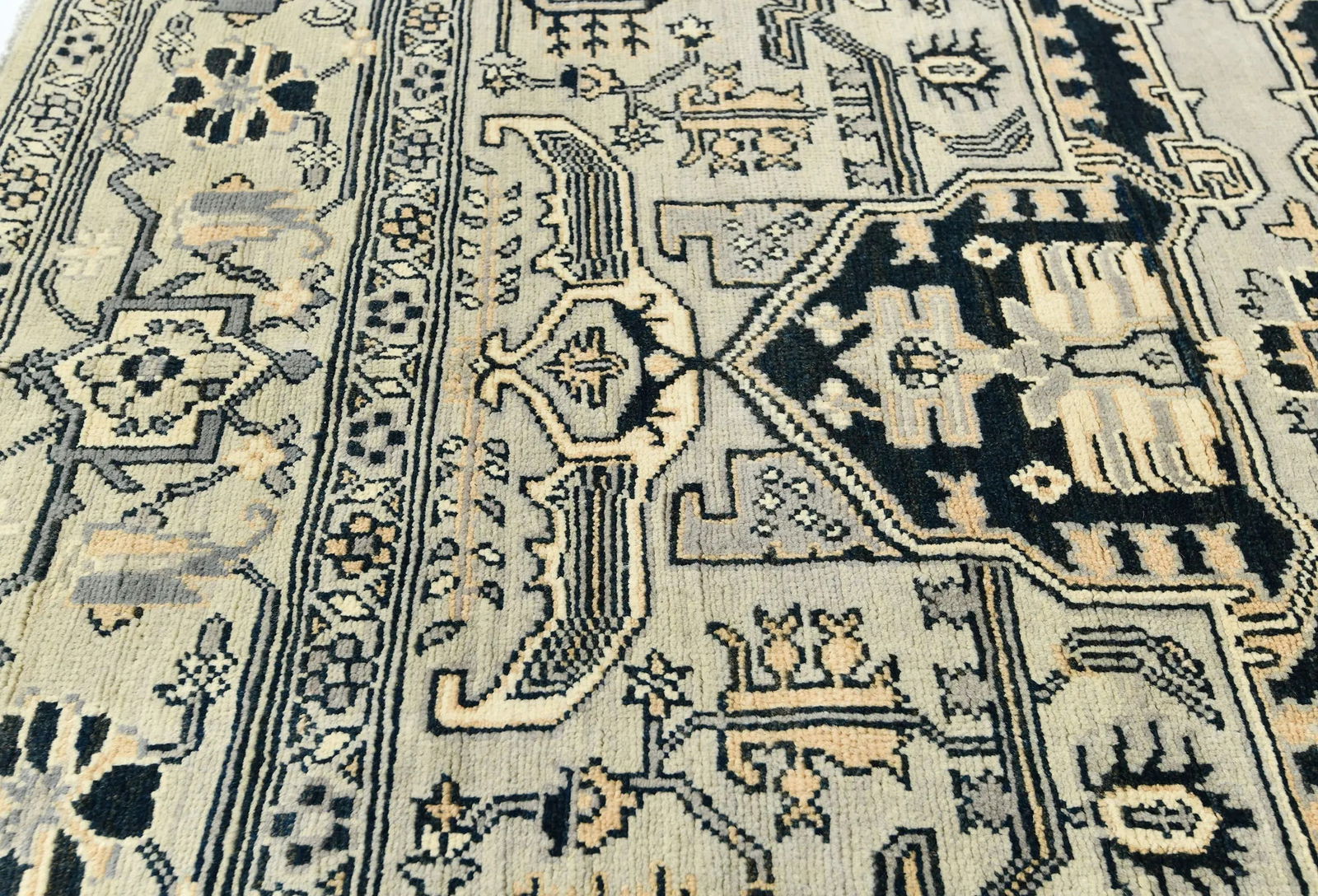 Greige Tribal Geometric 6X6 Heriz Serapi Oriental Square Rug - 6