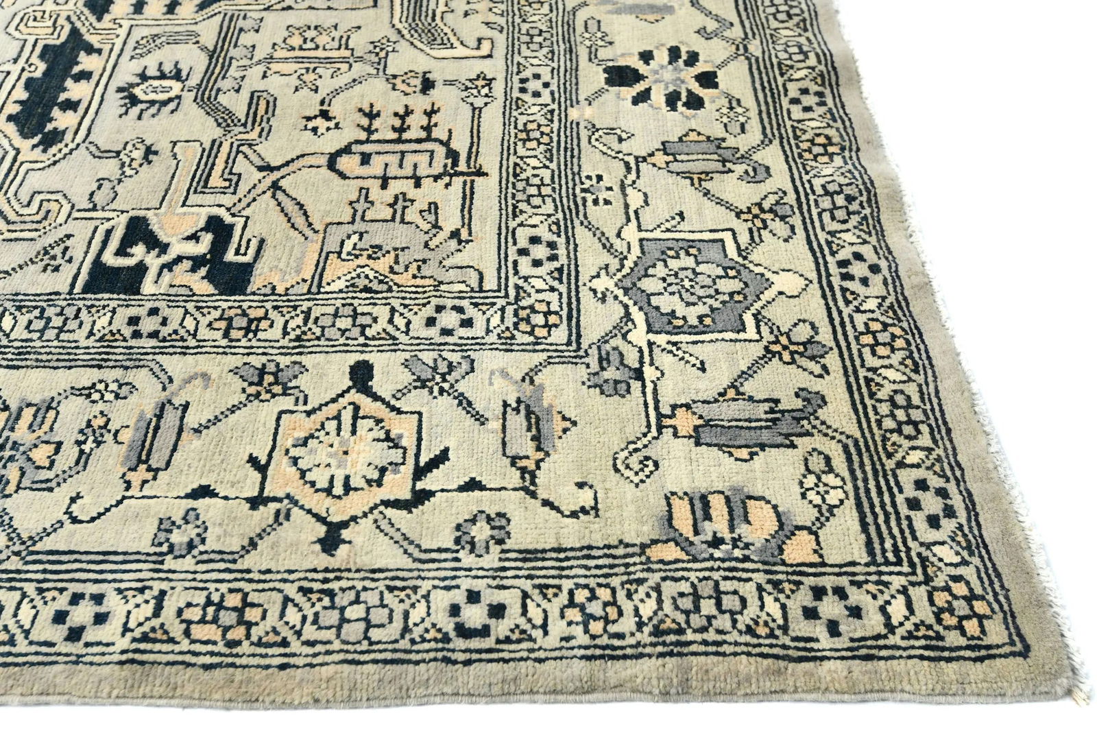 Greige Tribal Geometric 6X6 Heriz Serapi Oriental Square Rug - 8