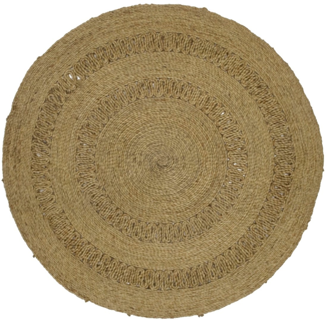 Reversible Braided Style 4X4 Jute Modern Round Rug: Title:Reversible Braided Style 4X4 Jute Modern Round RugDescription:Enhance your living space with this Exceptional Geometric Jute 4 X 4 Ft Oriental Carpet. This 100% Wool Geometric Design Modern