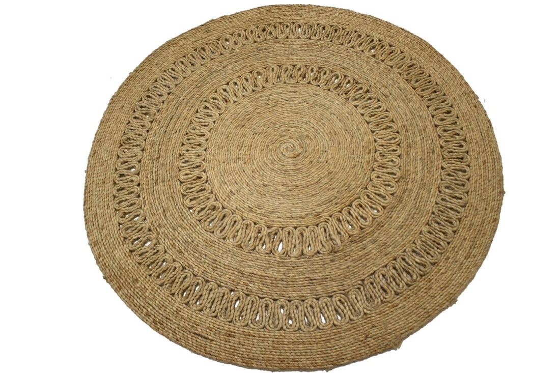 Reversible Braided Style 4X4 Jute Modern Round Rug - 4