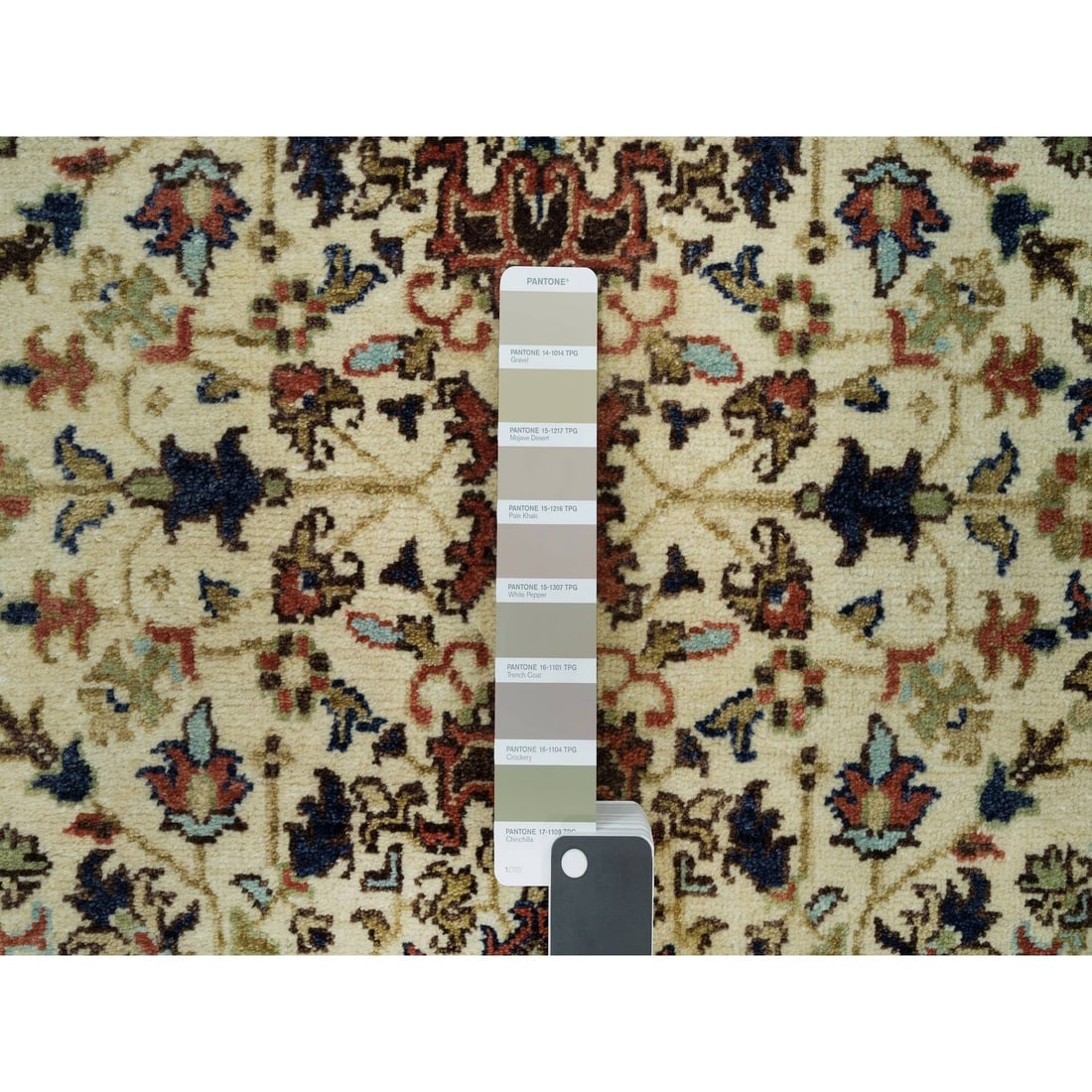 Beige Heris Re-Creation Soft Wool Hand Knotted Runner Oriental Rug - 4