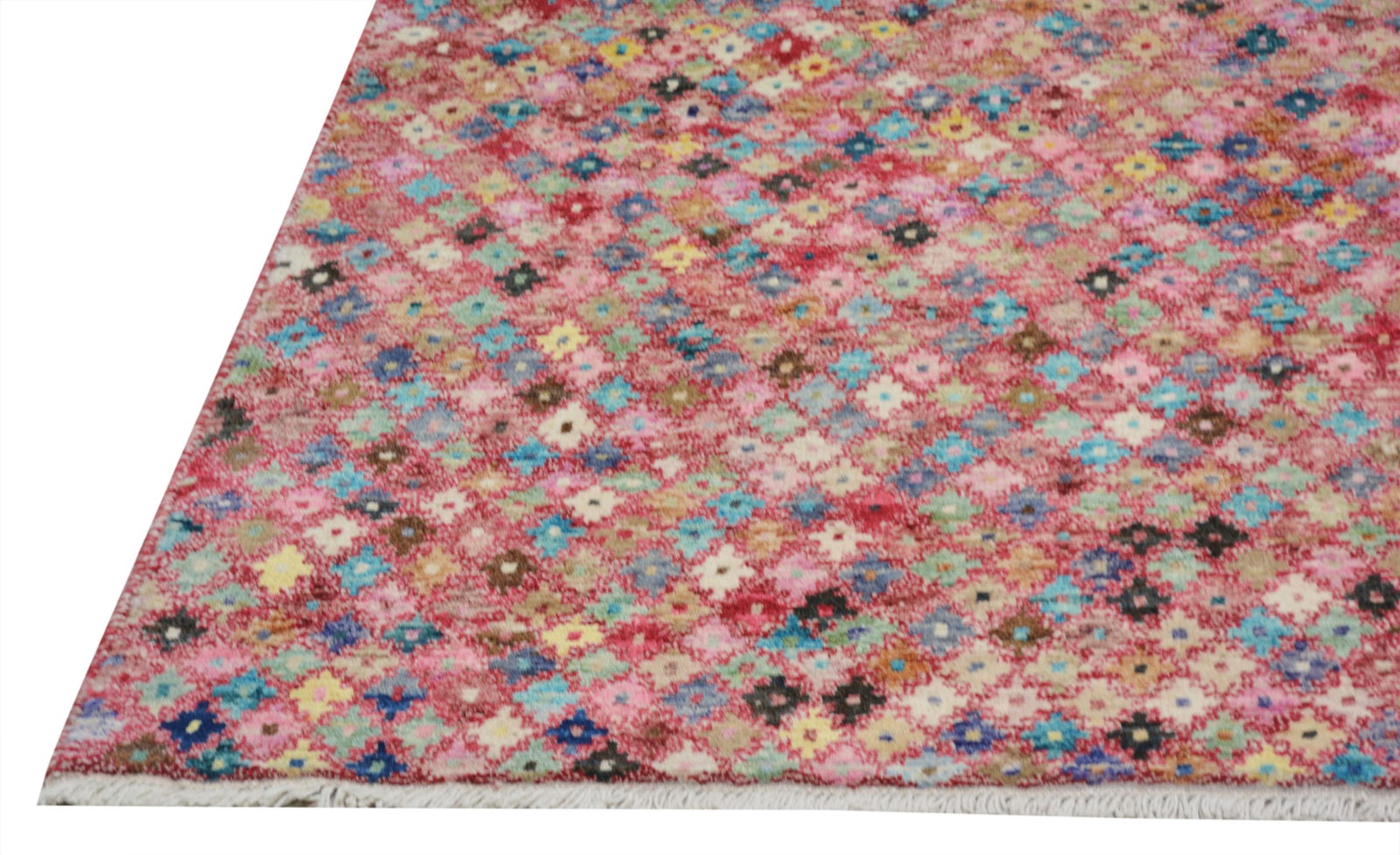 HAND KNOTTED WOOL MOROCCAN RUG - 5