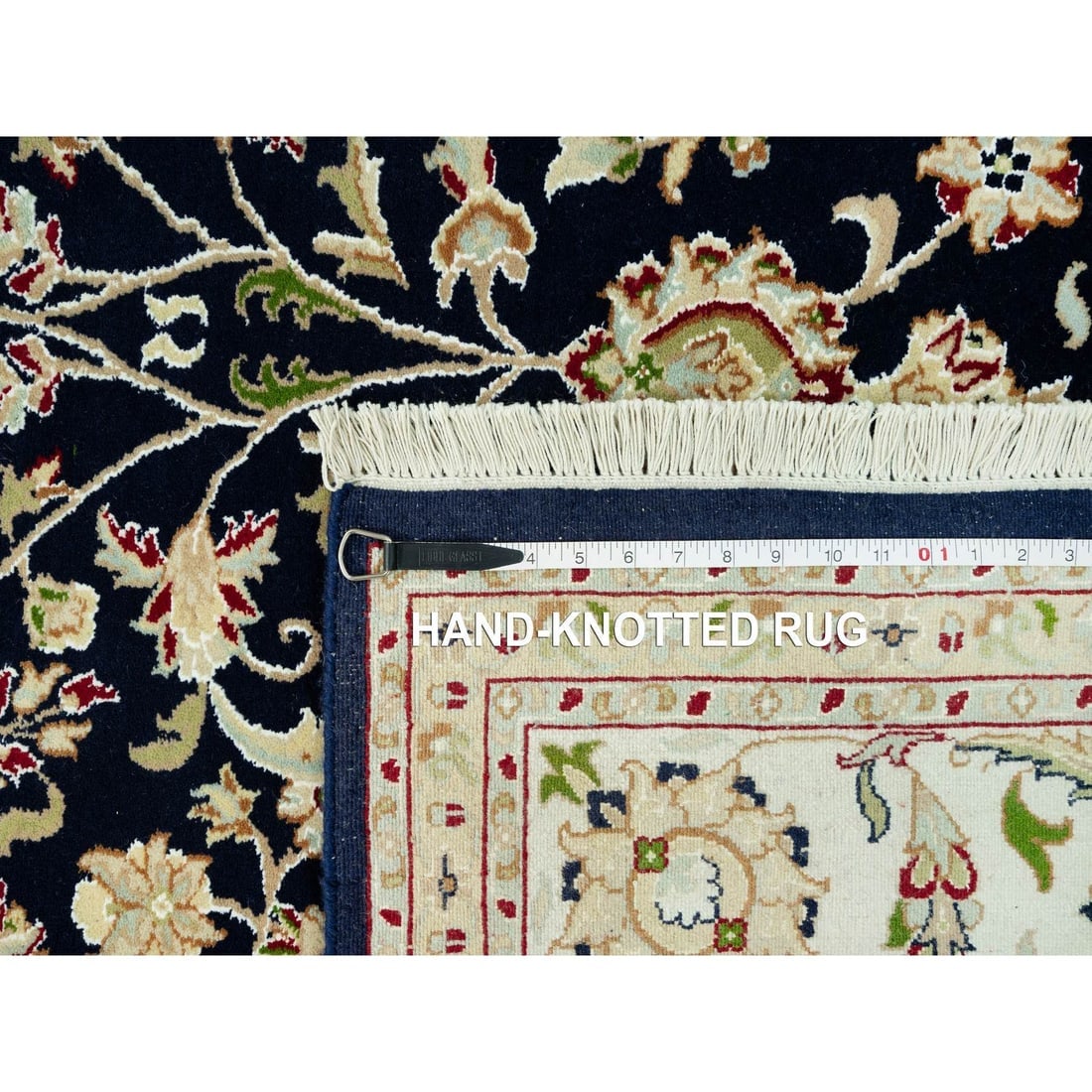 Ombre Blue Hand Knotted 250 KPSI Nain Design Wool Oriental Rug - 11