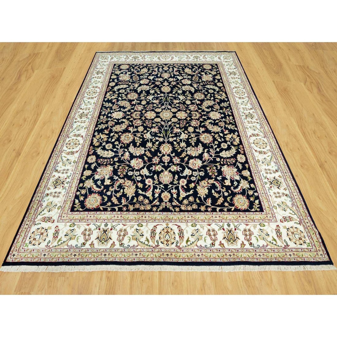 Ombre Blue Hand Knotted 250 KPSI Nain Design Wool Oriental Rug - 2