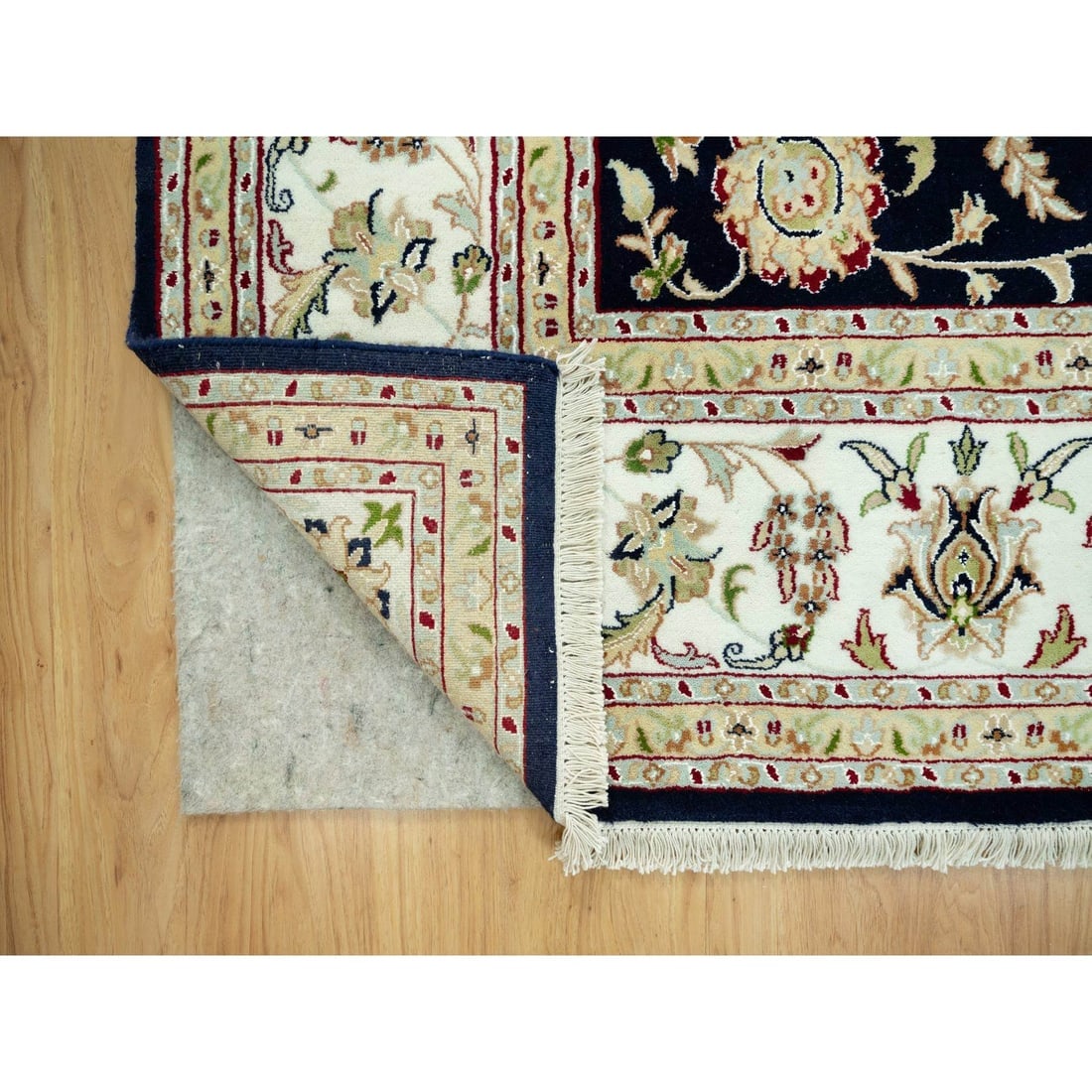 Ombre Blue Hand Knotted 250 KPSI Nain Design Wool Oriental Rug - 4