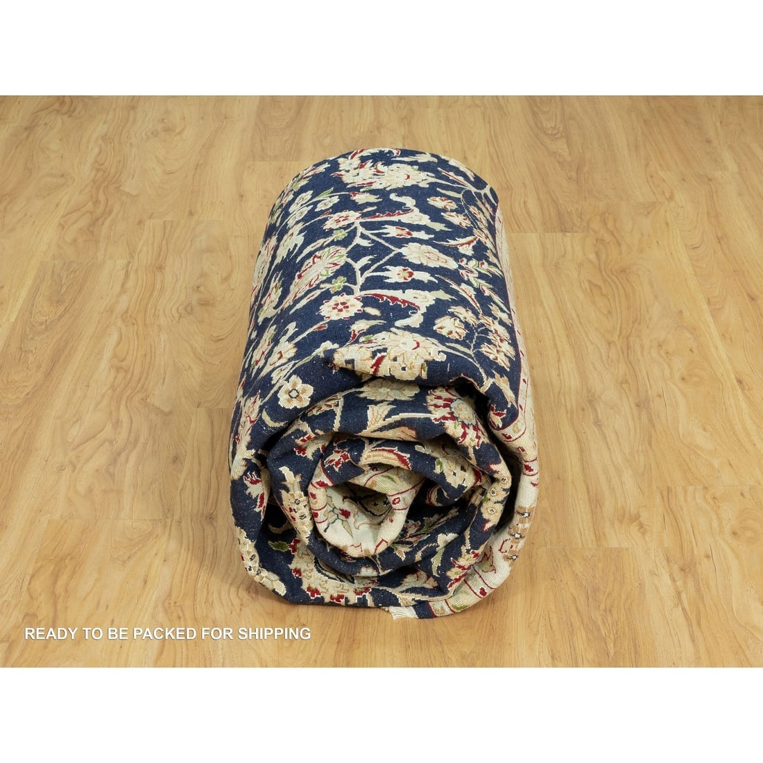 Ombre Blue Hand Knotted 250 KPSI Nain Design Wool Oriental Rug - 9