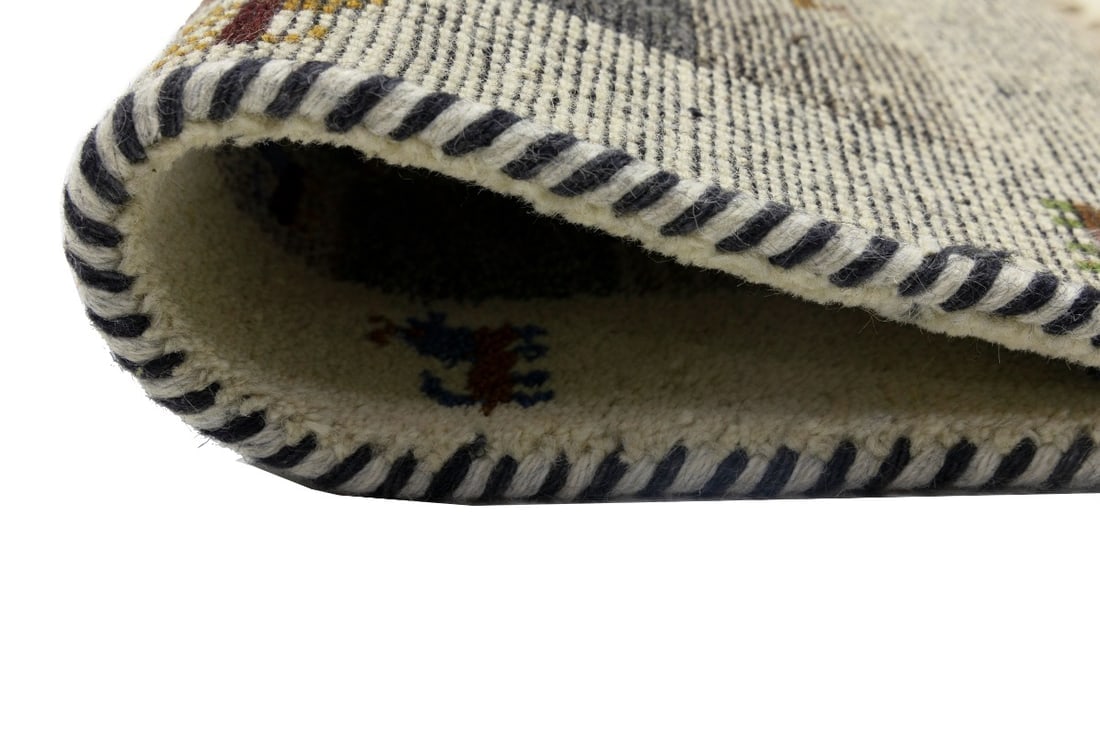 Multicolored Tribal 1'4X3'9 Indo-Gabbeh Oriental Rug - 11