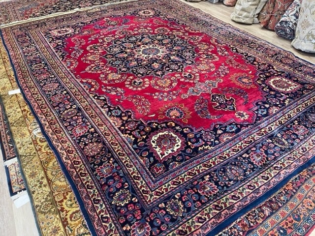 Singed Antque Persian Mashad Rug-4169 - 3