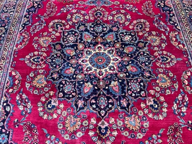 Singed Antque Persian Mashad Rug-4169 - 7