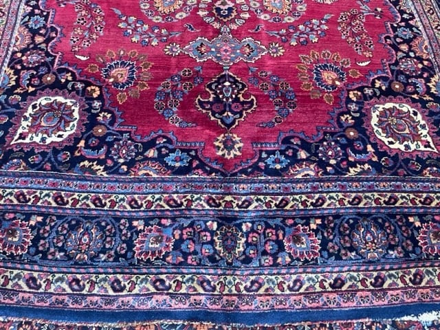Singed Antque Persian Mashad Rug-4169 - 9