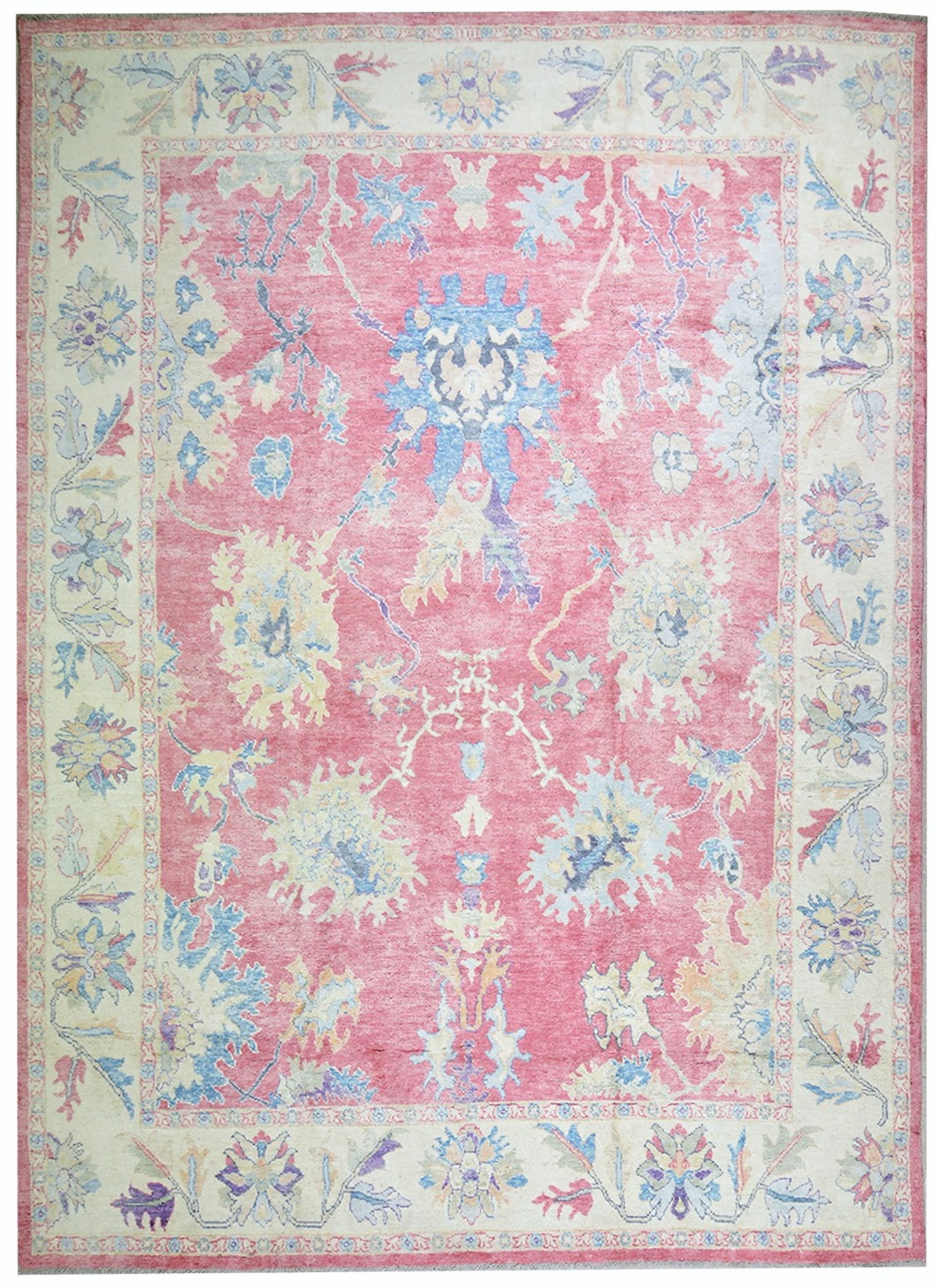 HAND KNOTTED WOOL OUSHAK RUG: Title:HAND KNOTTED WOOL OUSHAK RUGDimensions:10X13'9Age:NEWOrigin:PAKISTANI Reserve: $5,250.00 Shipping:Domestic: Shipping rates are determined by destinationInternational: Foreign