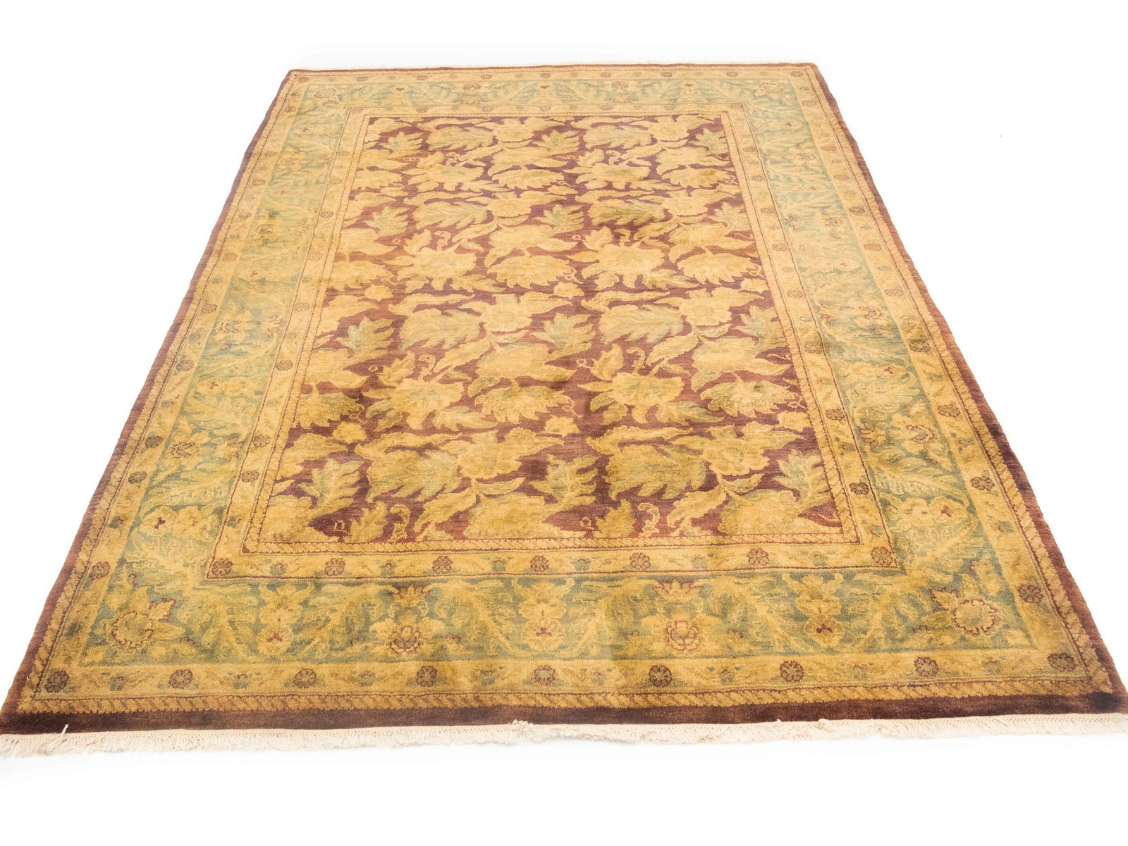 Burgundy Floral Classic 6X9 Agra Jaipur Oriental Rug - 12