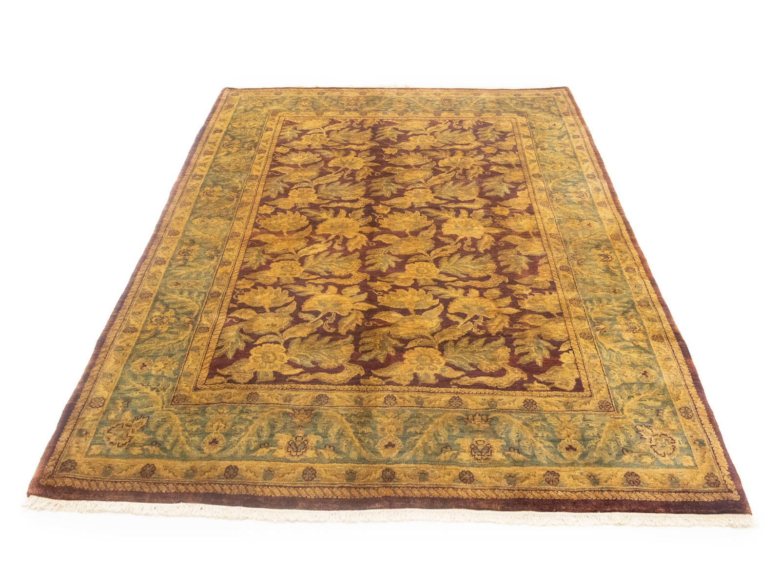 Burgundy Floral Classic 6X9 Agra Jaipur Oriental Rug - 3