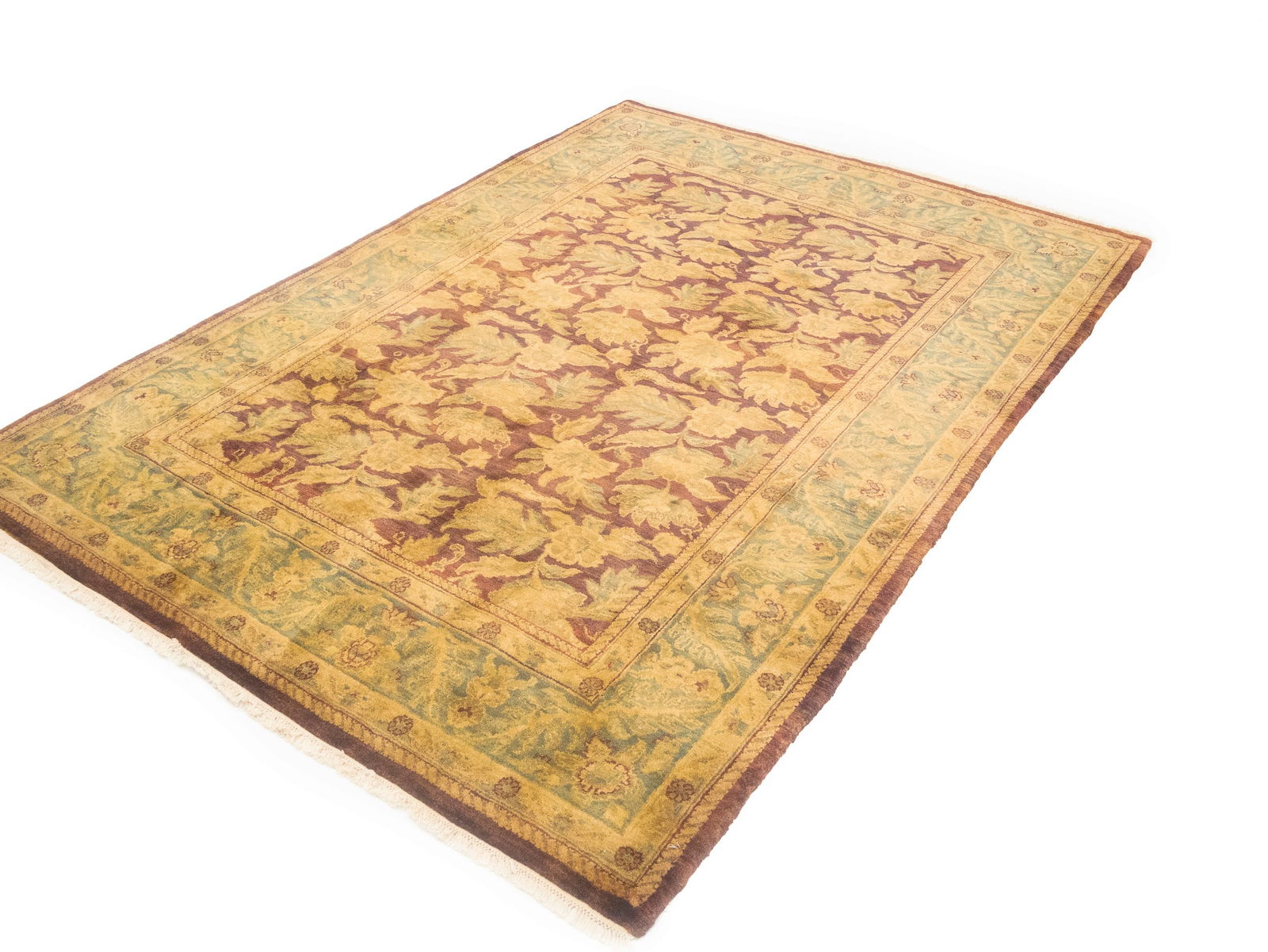 Burgundy Floral Classic 6X9 Agra Jaipur Oriental Rug - 5